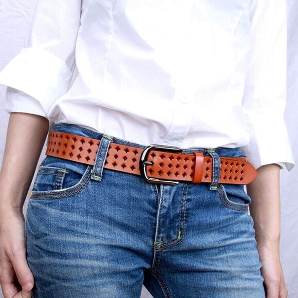 Women’s Genuine Leather Hollow Belt Soft Fit 25-34in Casual Formal main image 6